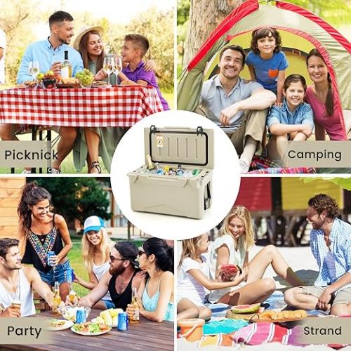  COSTWAY 28L Insulated Box Cool Box Portable Heat Container with Bottle Opener and Drink Holder Thermal Box Food Transport Container for Camping Picnic