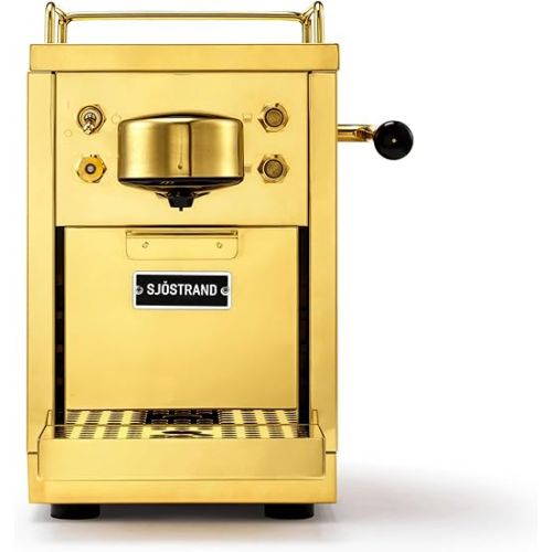  Sjostrand The Original Espresso Machine, Compatible with Nespresso, Stainless Steel Case, Scandinavian Design, Brass