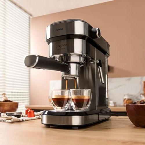  Cecotec Cafelizzia 790 Steel Duo Espresso Machine, 1350 W, Espressos and Cappuccinos, Thermoblock, 20 Bar Pressure, Automatic Mode for 1-2 Coffees, Swivel Steam Pipe, Capsule Filter Accessories