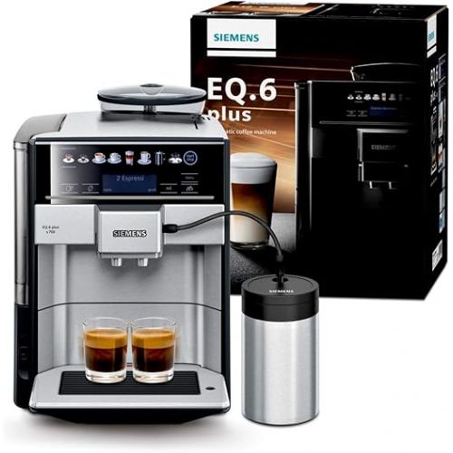  Siemens EQ.6 Plus S700 Fully Automatic Coffee Machine, TE657M03DE, Automatic Cleaning, Direct Selection, Two Cups Simultaneously, 1,500 Watt, Stainless Steel