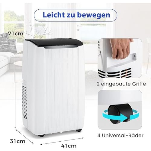  GOPLUS Klimaanlage mit Abluftschlauch, mobiles Klimagerat | 5 in 1: Kuhlen, Heizen, Entfeuchten, Beluften, Auto | Schlafmodus | App Steuerung | 1-24H Timer | fur Raume bis zu 42㎡ (12000 BTU)