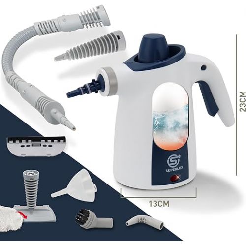  SUPERLEX Handheld Steam Cleaner 10 in 1 Set, Versatile Portable Steamer 1050 Watt, Versatile for Cleaning Windows, Kitchen, Bathroom, Bedroom, Carpet