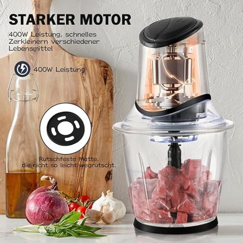  SUPERLEX 2-in-1 Electric Kitchen Chopper with Glass Container and Lid, 1.5 L Vegetable Chopper, Mixer, Multi- and Universal Chopper for Vegetables, Fruits and Meat