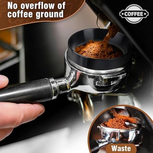  Coffee Tamper 51 mm Set, Upgraded Espresso Tamper Set Including WDT Tool, Dosing Ring 51 mm, Tamper Mat, Pressure-Regulating Tamper Base Ripple Made of Stainless Steel with 30 lbs Contact Pressure for