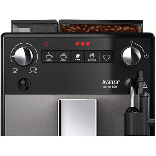  Melitta Avanza F270 - 100 coffee machine with integrated milk system (removable XL water tank and bean tank and whisper grinder, 20 cm wide) Mystic Titan