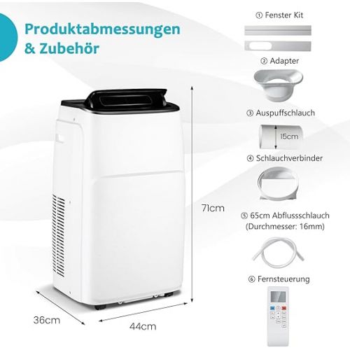  GOPLUS 5 in 1 Klimaanlage mit Abluftschlauch, mobiles Klimagerat 14000BTU - Kuhlen, Heizen, Entfeuchten, Beluften, Schlafmodus | 24H-Timer | WIFI | Fernbedienung | LED Display | fur Raumgroße bis 30㎡