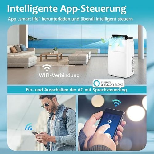  GOPLUS 5 in 1 Klimaanlage mit Abluftschlauch, mobiles Klimagerat 14000BTU - Kuhlen, Heizen, Entfeuchten, Beluften, Schlafmodus | 24H-Timer | WIFI | Fernbedienung | LED Display | fur Raumgroße bis 30㎡