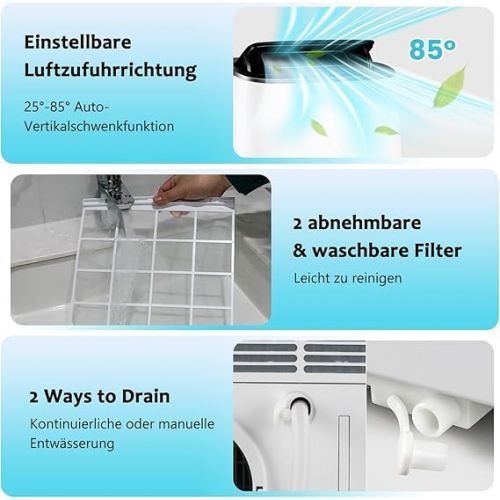  GOPLUS 5 in 1 Klimaanlage mit Abluftschlauch, mobiles Klimagerat 14000BTU - Kuhlen, Heizen, Entfeuchten, Beluften, Schlafmodus | 24H-Timer | WIFI | Fernbedienung | LED Display | fur Raumgroße bis 30㎡