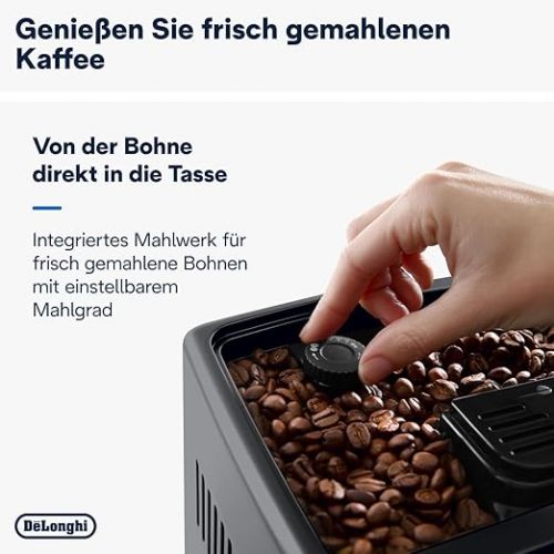  De'Longhi Dinamica Plus ECAM380.95.TB Fully Automatic Coffee Machine with LatteCrema Milk System, One-Touch Cappuccino, with 24 Recipes, 3.5 Inch TFT Colour Display, 1450 W, Titanium/Black