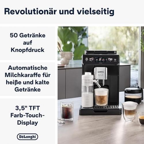  De'Longhi Eletta Explore Cold Brew ECAM452.67.G Fully Automatic Coffee Machine with LatteCrema Milk System, Hot & Cold Drinks at the Touch of a Button, 3.5 Inch TFT Touchscreen Colour Display,