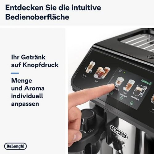  De'Longhi Eletta Explore Perfetto ECAM452.57.G Fully Automatic Coffee Machine with LatteCrema Milk System, Hot and Refreshing Drinks at the Touch of a Button, 3.5 Inch TFT Touchscreen Colour Display,