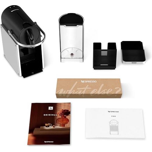  Nespresso De'Longhi Pixie EN127.S Coffee Capsule Machine, Two Direct Dial Buttons, Eco Mode, Compact Design, 19 Bar Pressure System, 1260 W, Silver/Black