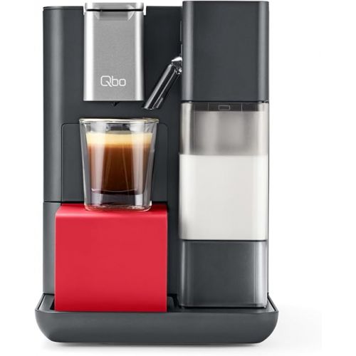  Tchibo Qbo MILK MASTER Premium Kapselmaschine inkl. 24 recyclebare Qbo Kapseln fur Cappuccino, Espresso, Caffe Crema, Milchschaum auf Knopfdruck mit abnehmbarem Milchtank 300ml, Lipstick Red