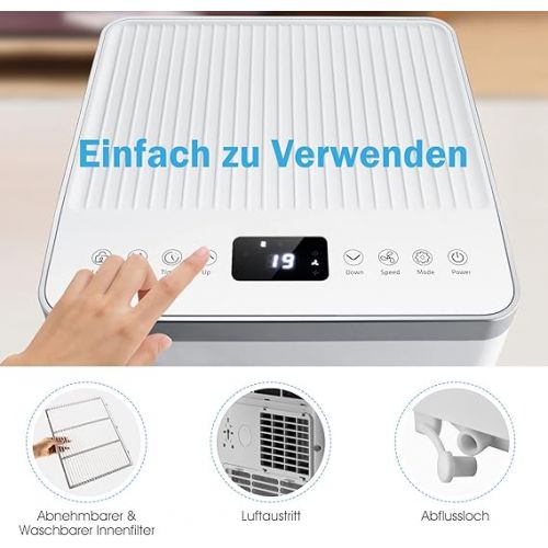  GOPLUS Mobile Klimaanlage mit Abluftschlauch, 4 in 1 mobiles Klimagerat mit Kuhlen&Entfeuchten&Beluften&Schlafmodus | 7000BTU Air Conditioner | Raumgroße bis 60 m³(20 m²) | 24H-Timer | Fernbedienung