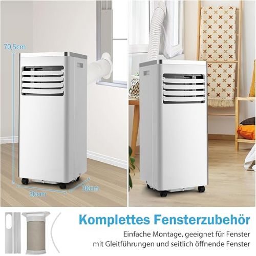  GOPLUS Mobile Klimaanlage mit Abluftschlauch, 4 in 1 mobiles Klimagerat mit Kuhlen&Entfeuchten&Beluften&Schlafmodus | 7000BTU Air Conditioner | Raumgroße bis 60 m³(20 m²) | 24H-Timer | Fernbedienung