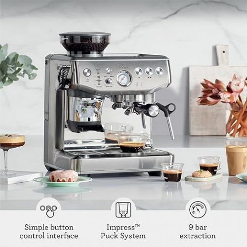  Sage - The Barista Express Impress - Supports Stuffing Bean Coffee Machine with Milk Frother, Black Truffle