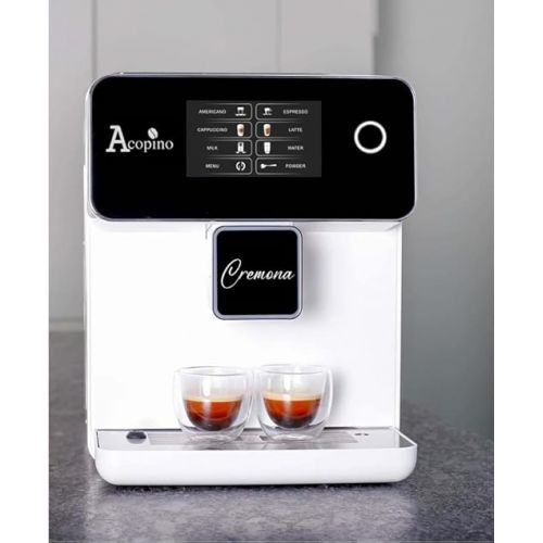  Acopino Cremona One Touch Fully Automatic Coffee Machine and Espresso Machine with Milk System, White