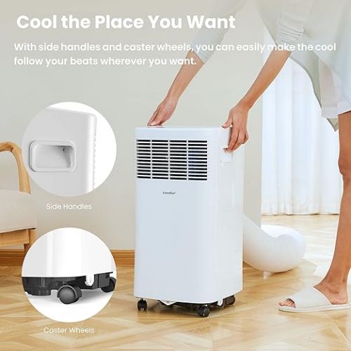  Comfee Mobile Air Conditioner MPPHA-05CRN7, 5000 BTU 1.4 kW, Cooling & Ventilating & Dehumidifying, Room Size up to 49 m³ (18 ㎡), Mobile Air Conditioner with Exhaust Hose