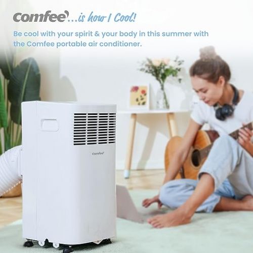  Comfee Mobile Air Conditioner MPPHA-05CRN7, 5000 BTU 1.4 kW, Cooling & Ventilating & Dehumidifying, Room Size up to 49 m³ (18 ㎡), Mobile Air Conditioner with Exhaust Hose