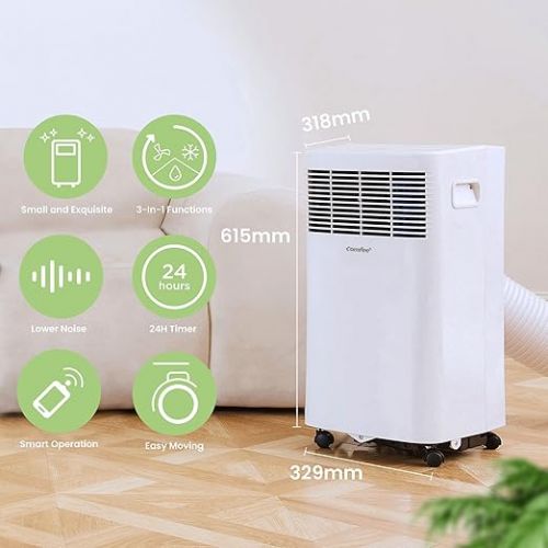  Comfee Mobile Air Conditioner MPPHA-05CRN7, 5000 BTU 1.4 kW, Cooling & Ventilating & Dehumidifying, Room Size up to 49 m³ (18 ㎡), Mobile Air Conditioner with Exhaust Hose