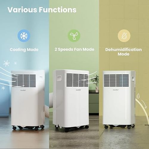  Comfee Mobile Air Conditioner MPPHA-05CRN7, 5000 BTU 1.4 kW, Cooling & Ventilating & Dehumidifying, Room Size up to 49 m³ (18 ㎡), Mobile Air Conditioner with Exhaust Hose