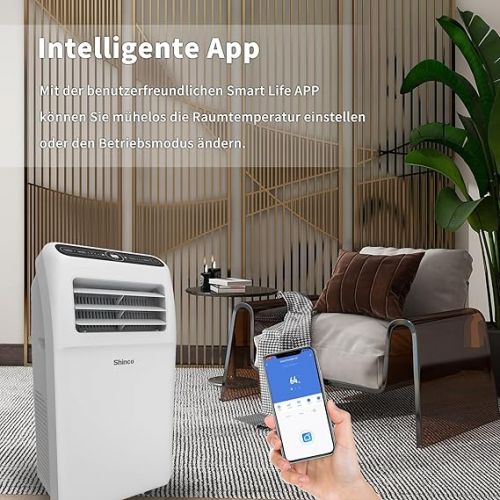  SHINCO Mobile Air Conditioner with Exhaust Hose, 12000BTU, Cooling, Heating, Ventilating and Dehumidifying, Mobile Air Conditioner with Window Mounting Kit, 24H Timer, App, for Rooms of About 90 m³