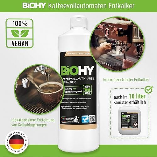  BiOHY Descaler Set for Fully Automatic Coffee Machines | Coffee Descaler 1 Litre Bottle | Cleaning Tablets 30 Pieces | Includes Dispenser for Simplified Quantity Application