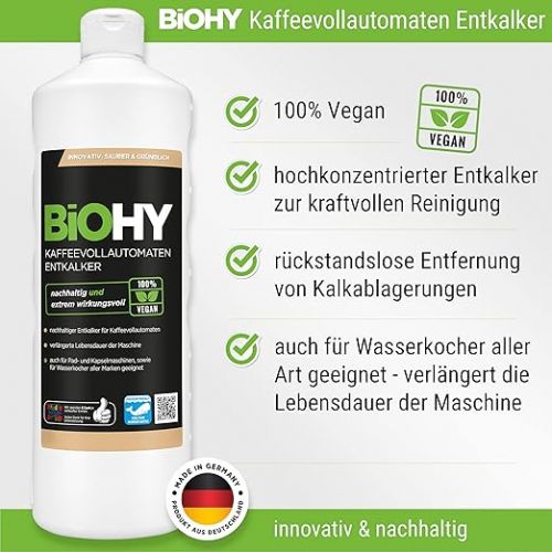  BiOHY Descaler Set for Fully Automatic Coffee Machines | Coffee Descaler 1 Litre Bottle | Cleaning Tablets 30 Pieces | Includes Dispenser for Simplified Quantity Application