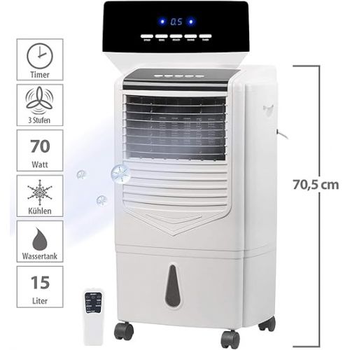  Sichler Haushaltsgerate Cooler: Evaporative Air Cooler with Oscillation and Timer, 15 Litres, 70 Watt (Air Conditioner without Exhaust Hose, Air Conditioner without Hose, Mobile Air Conditioning)