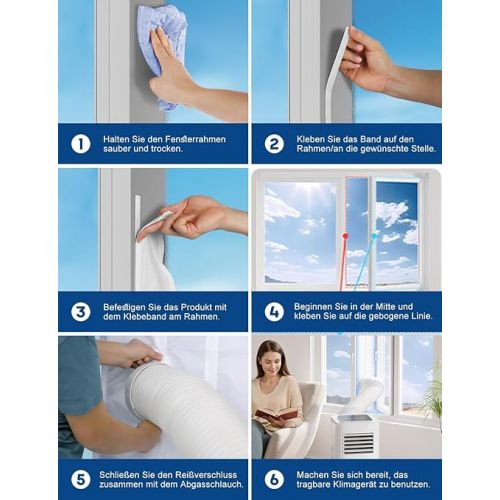  Window Seal for Mobile Air Conditioners, Tumble Dryer, Exhaust Dryer, Air Conditioning Window Seal Casement Windows, Roof Windows, No Drilling, Hot Air Stop Casement Windows, Roof Windows, Casement