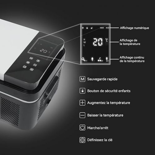  YU YUSING Kompressor Kuhlbox 20 Liter, Mini Auto Kuhlschrank Elektrische, 12/24V 220-240V Gefrierbox Klein Tragbare, Abkuhlung auf -20 ° C, Camping KuHlschrank mit Digitalem Bedienfeld, fur Autos