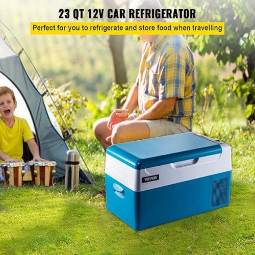  VEVOR Refrigerator, Portable, 22L Car Fridge Compressor Cool Box, Stainless Steel, Holiday Insulated Box, Mini Fridge Cool Box, Car and Socket