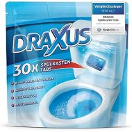 Draxus Cistern Tabs, 30 x Toilet Tabs for the Cistern in Storage Pack, Colours the Water Blue, Provides Extra Freshness and Keeps the Toilet Clean