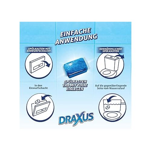  Draxus Cistern Tabs, 30 x Toilet Tabs for the Cistern in Storage Pack, Colours the Water Blue, Provides Extra Freshness and Keeps the Toilet Clean