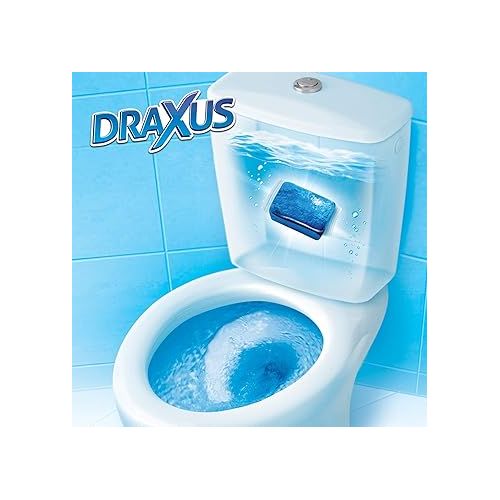  Draxus Cistern Tabs, 30 x Toilet Tabs for the Cistern in Storage Pack, Colours the Water Blue, Provides Extra Freshness and Keeps the Toilet Clean