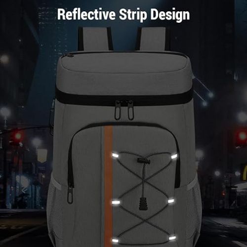  Tidyard Cool Backpack 28 L, Insulated Cooler Backpack Picnic Bag Large Insulated Cooler Bag Beer Backpack Cool Bag Men Women for Beach / Picnic / Camping / BBQ / Hiking Dark Grey