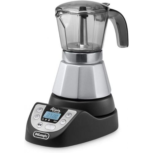  De'longhi EMKP42.B Alicia Plus - Electric Moka Coffee Machine, 450 W, 2-4 Cups, Plastic, Black / Silver Black