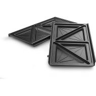 De'Longhi Sandwich Plate Set DLSK154 - Kitchen Accessories for De'Longhi Multigrill SW12, Grill Insert with Diagonal Recess Dishwasher-safe Die-Cast Aluminium, Black