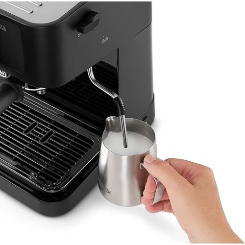  De'Longhi Stilosa EC 230.BK Traditional Espresso Portafilter Machine, Espresso Machine with Manual Milk Frother, for Espresso Powder, 1 Litre Water Tank, Black