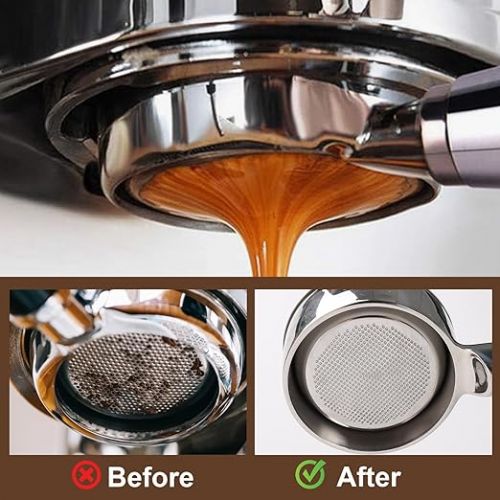  Portafilter 51 mm compatible with Delonghi La Specialista EC9335M EC9155M EC9355M EC9665M, bottomless portafilter 51 mm with stainless steel espresso puck screen, filter basket