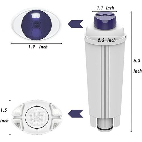  Water Filter Replacement for De'Longhi DLSC002 Filter Compatible with De'Longhi Fully Automatic Coffee Machine and Espresso Machines, De'Longhi Coffee Machines ECAM, ETAM, EC, BC Series (Pack of 1)