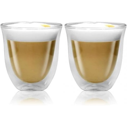  De'Longhi Delonghi 5513296661 Creamy Collection doppelwandige Thermo-Cappuccino-Glaser, 6 Stuck, Borosilikatglas, farblos, (1er Pack), 6