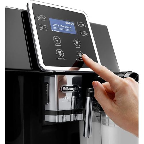  De'Longhi Perfecta Evo ESAM420.40.B Fully Automatic Coffee Machine with LatteCrema Milk System, Cappuccino & Espresso at the Touch of a Button, Large LCD Colour Display, Coffee Pot Function, 0.25 kg,