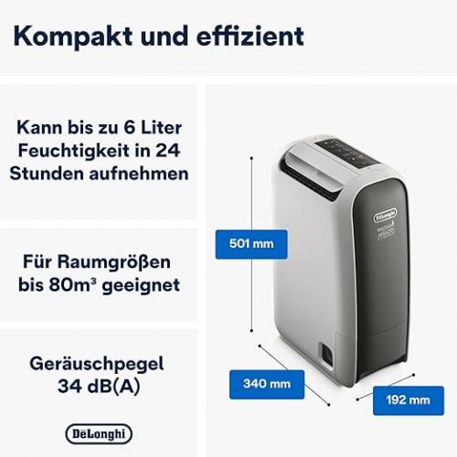  De'Longhi Luftentfeuchter, silber/weiß, 16L