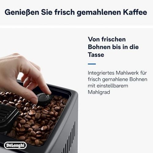  De'Longhi Dinamica Plus ECAM 370.70.B Fully Automatic Coffee Machine with LatteCrema Milk System, Cappuccino & Espresso at the Touch of a Button, 3.5 Inch TFT Touchscreen Colour Display, Coffee Pot