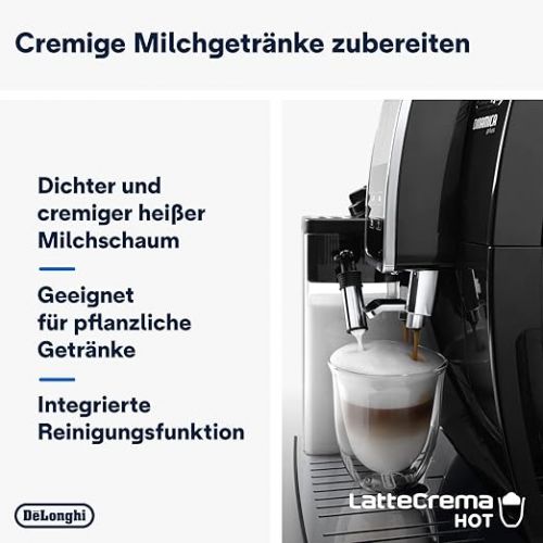  De'Longhi Dinamica Plus ECAM 370.70.B Fully Automatic Coffee Machine with LatteCrema Milk System, Cappuccino & Espresso at the Touch of a Button, 3.5 Inch TFT Touchscreen Colour Display, Coffee Pot