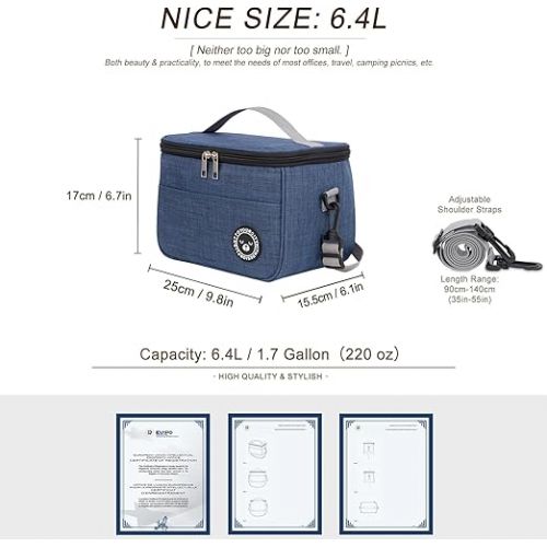  BALIGO Cool Bag Small 6.4 L, Lunch Bag Insulated Cool Bag Foldable Small Cool Bag Lunch Bag Portable Lunch Bag Work Travel Office Picnic