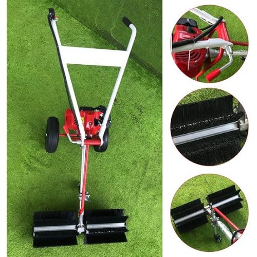  Hand Sweeper, Manual Outdoor Sweeper, 1.7 HP Petrol Sweeper, Sweeper, Motor Bom, Wild Weed Brush, Weed Remover, with Replacement Strip Brush, Black and White