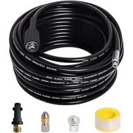 Poweka Pipe Cleaning Hose 20 m, 180 bar, 60 °C, Compatible with Karcher K2, K3, K4, K5, K6, K7 Pressure Washer, Includes Adapter, Nozzles Rigid + Rotating