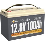 Power Queen 12.8 V, 100 Ah LiFePO4 Lithium Battery, 1280 Wh Lithium Battery with 100 A BMS, 4000+ Charge Cycles, Can Be Connected in Series/Parallel, Perfect as Power Source for Motor Homes, Boats